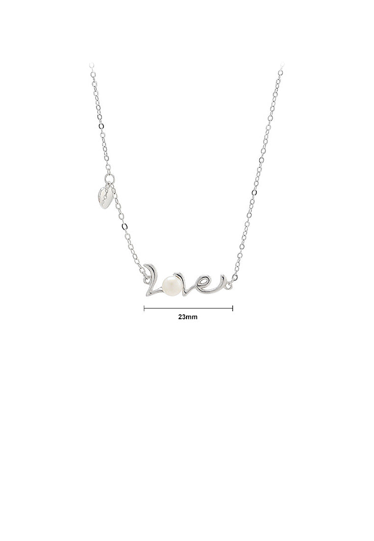 925 Sterling Silver Simple Romantic Love Freshwater Pearl Necklace - Luxurious Look