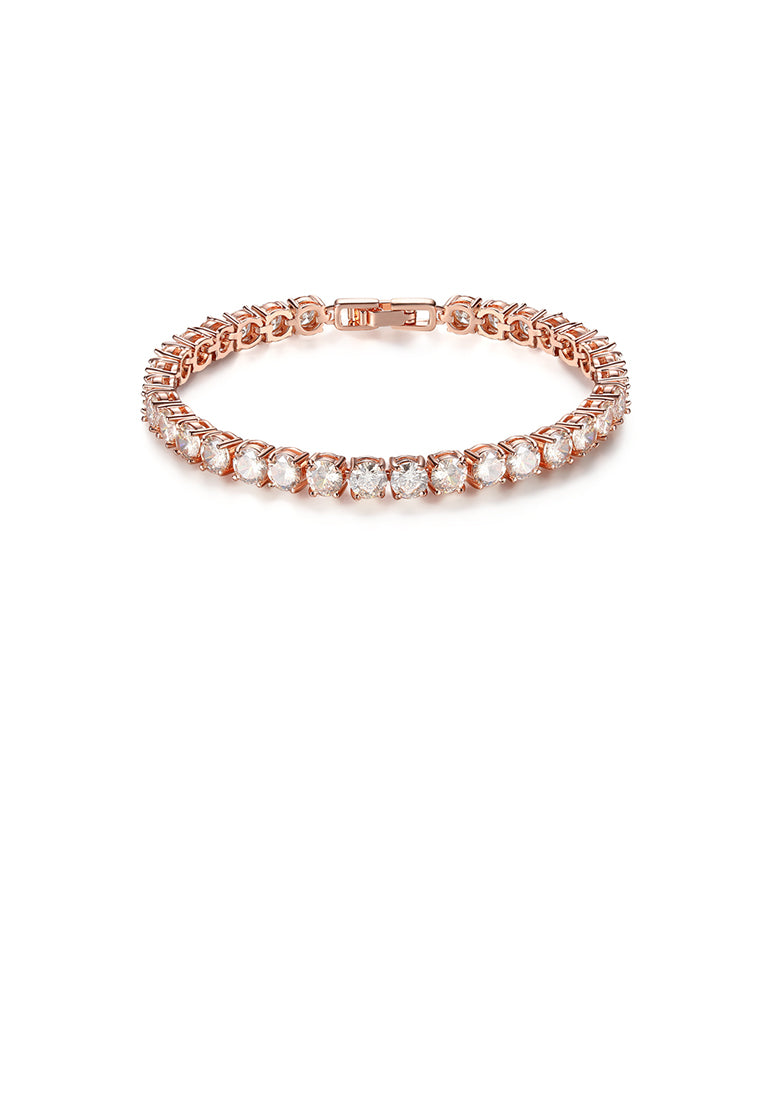 Simple Fashion Plated Rose Gold Geometric Bracelet with Cubic Zirconia - Luxurious Look