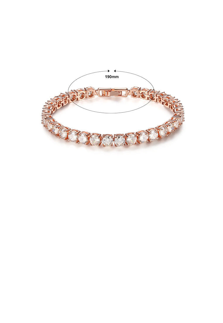 Simple Fashion Plated Rose Gold Geometric Bracelet with Cubic Zirconia - Luxurious Look