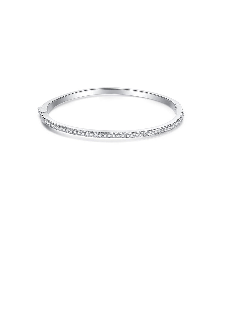 Fashion Simple Geometric Round Bangle with Cubic Zirconia - Luxurious Look