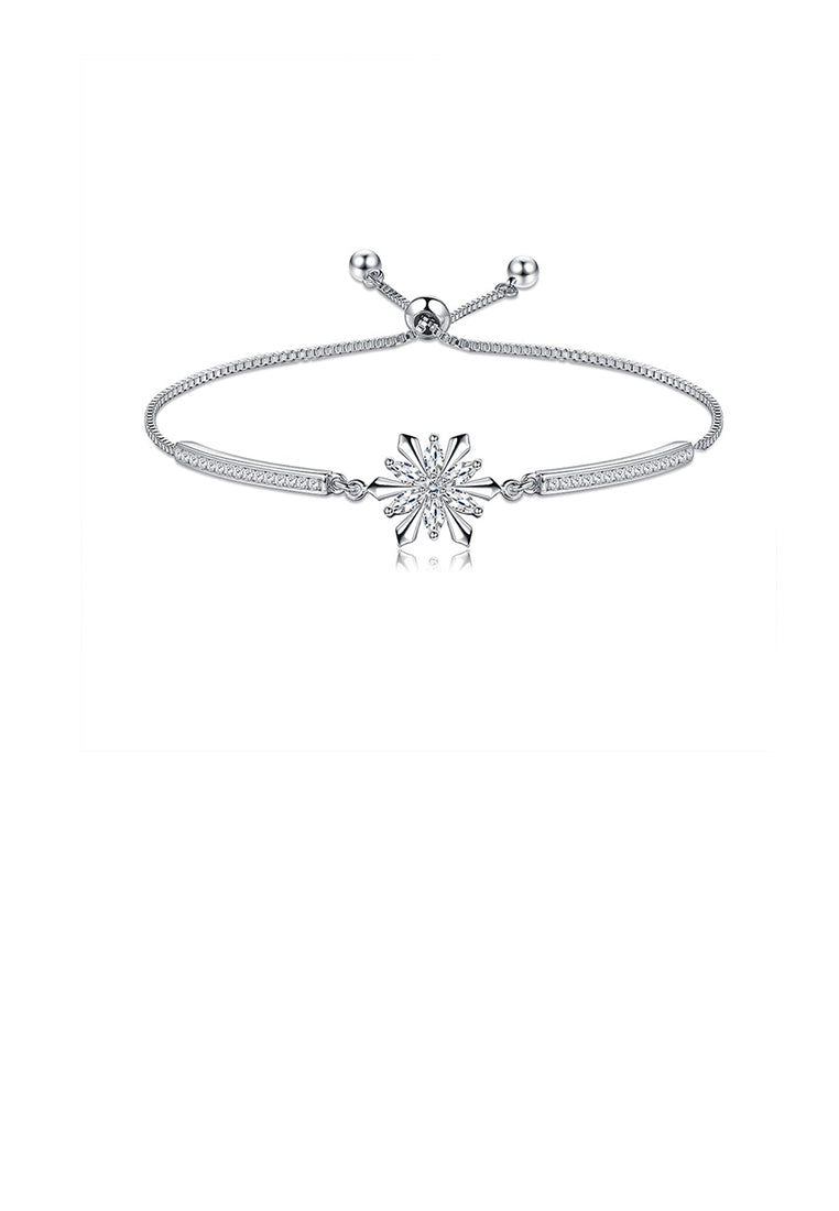 925 Sterling Silver Fashion Elegant Snowflake Bracelet with Cubic Zirconia - Luxurious Look