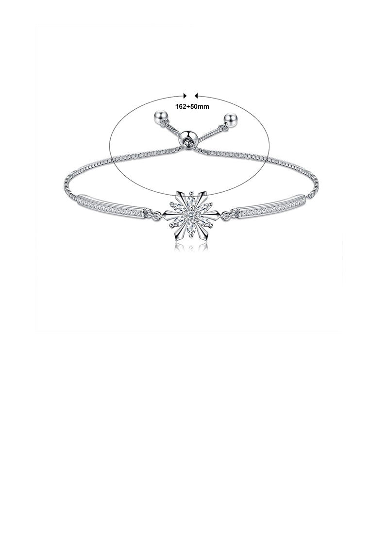 925 Sterling Silver Fashion Elegant Snowflake Bracelet with Cubic Zirconia - Luxurious Look