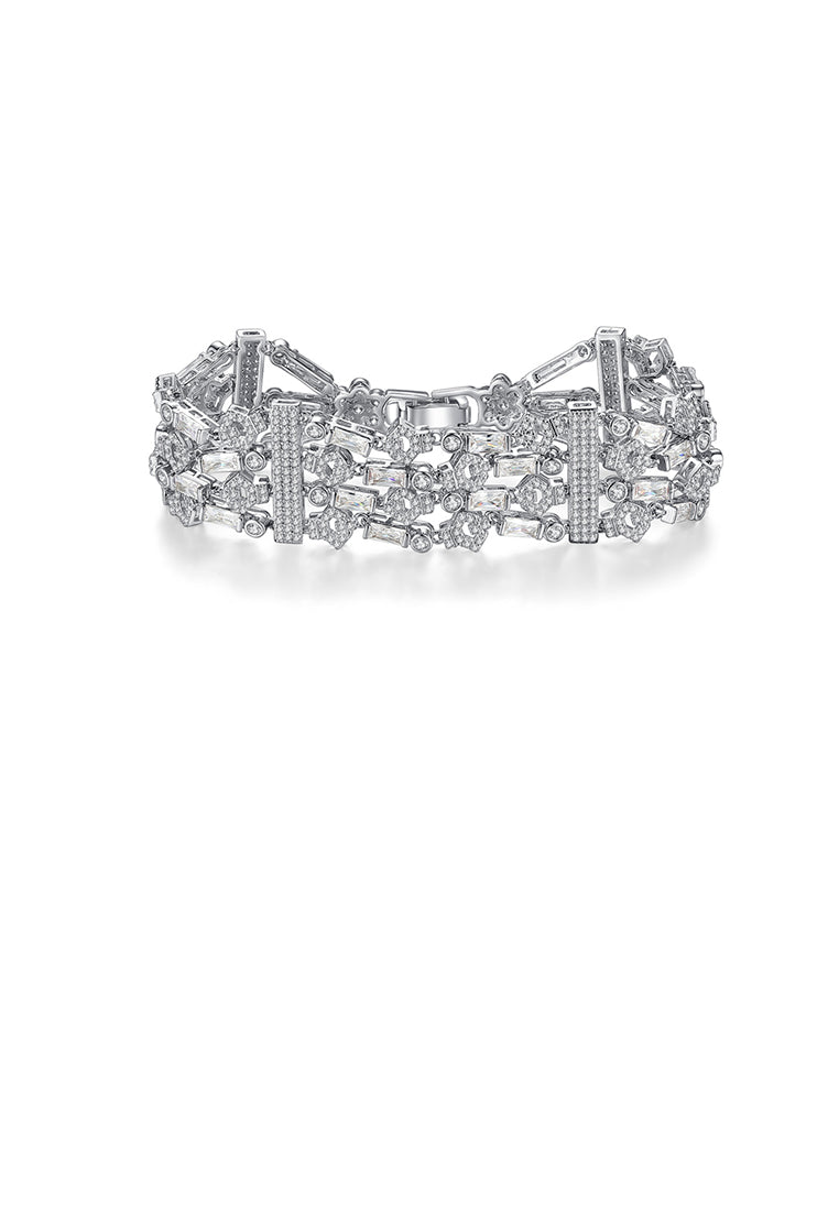 Fashion and Elegant Geometric Texture Bracelet with Cubic Zirconia - Luxurious Look