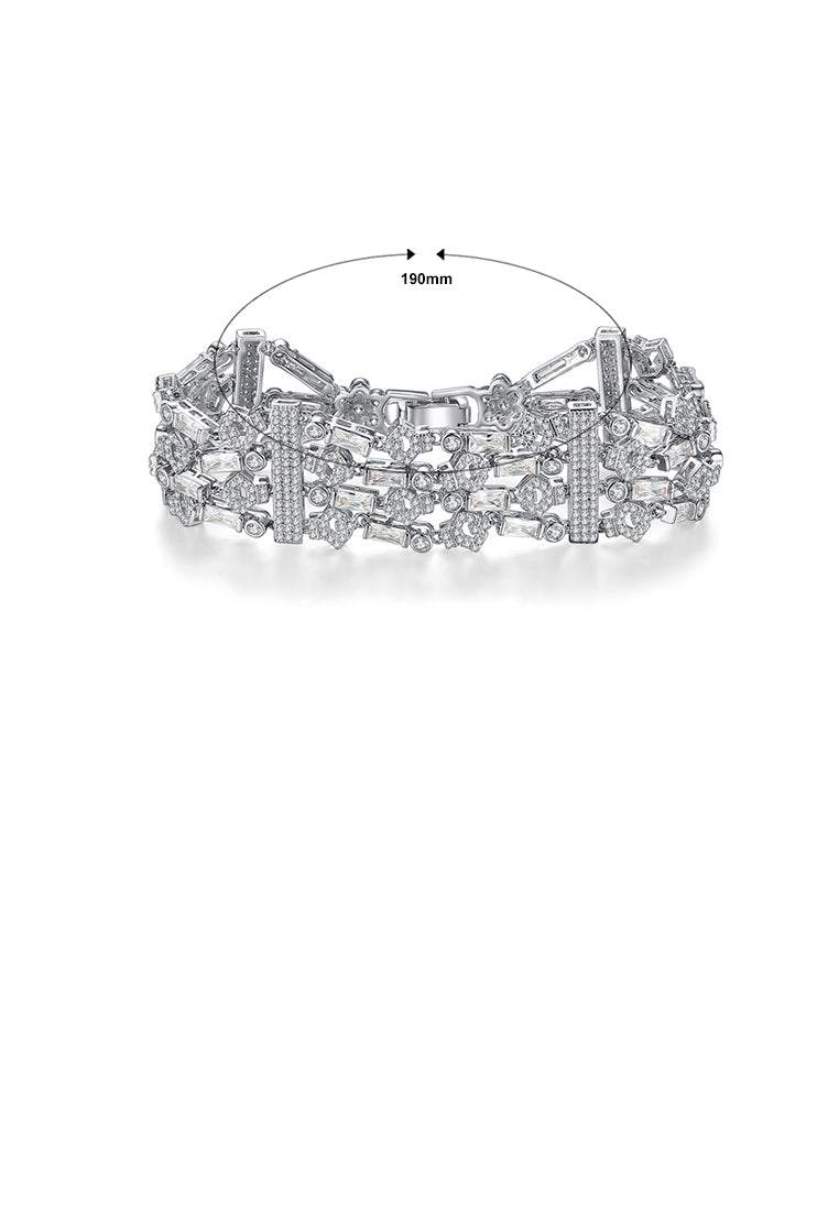 Fashion and Elegant Geometric Texture Bracelet with Cubic Zirconia - Luxurious Look