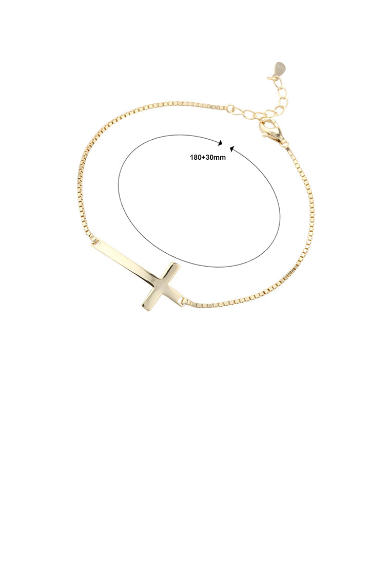 925 Sterling Silver Plated Gold Simple Fashion Cross Bracelet