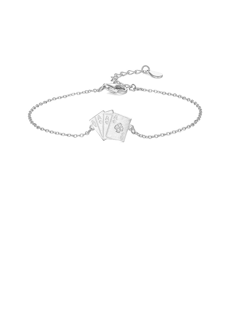 925 Sterling Silver Simple Creative Poker Bracelet with Cubic Zirconia - Luxurious Look