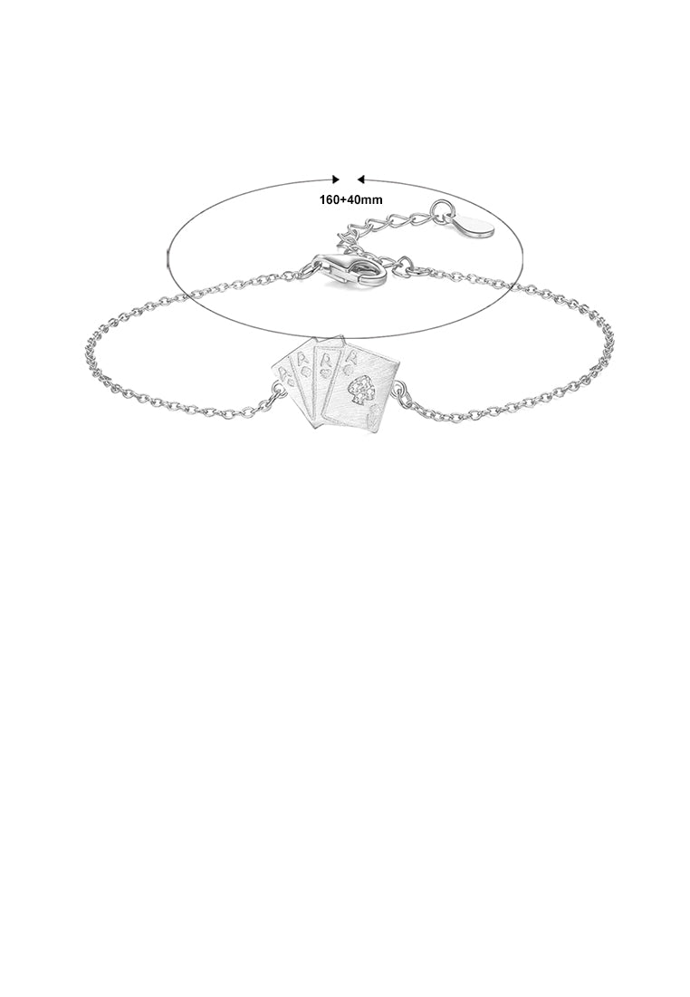 925 Sterling Silver Simple Creative Poker Bracelet with Cubic Zirconia - Luxurious Look