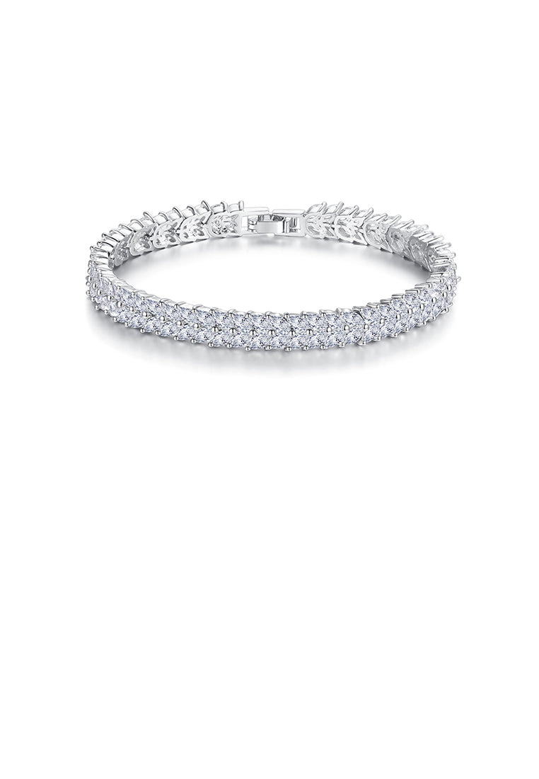 Fashion Bright Geometric Leaf Bracelet with Cubic Zirconia 17cm - Luxurious Look