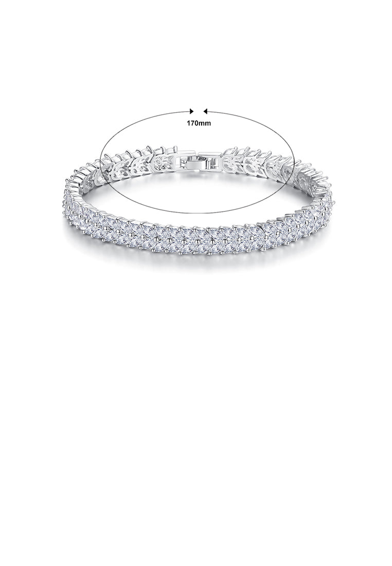 Fashion Bright Geometric Leaf Bracelet with Cubic Zirconia 17cm - Luxurious Look