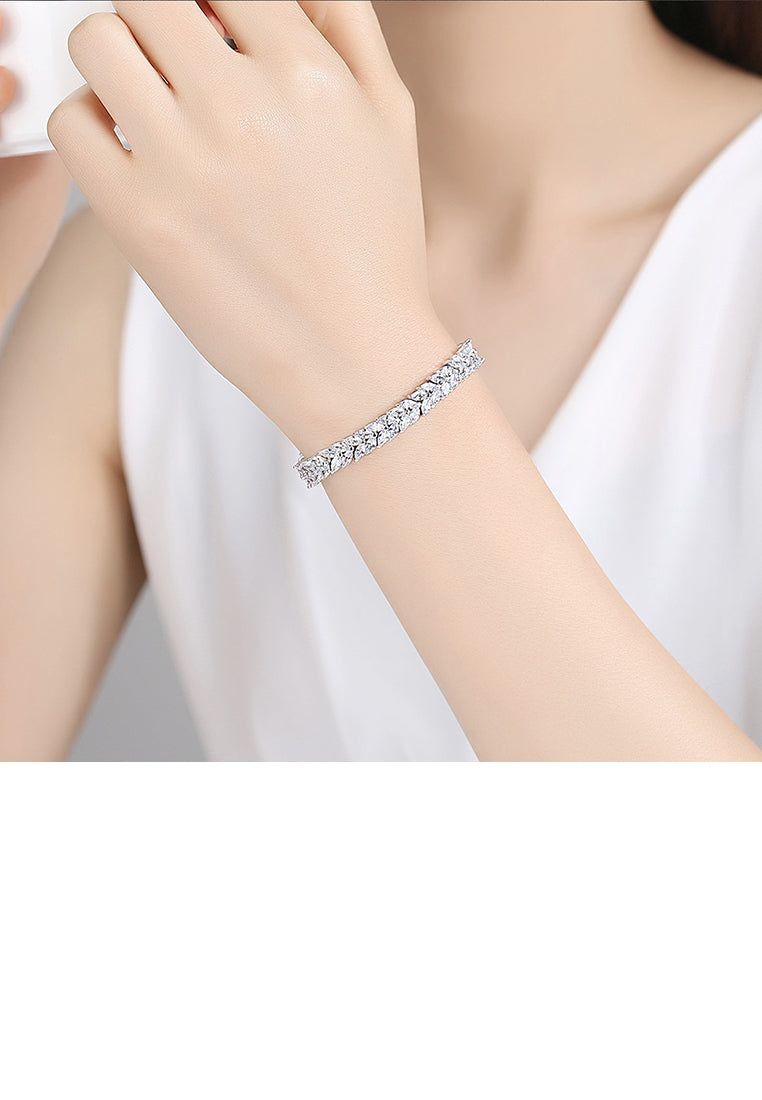 Fashion Bright Geometric Leaf Bracelet with Cubic Zirconia 17cm - Luxurious Look