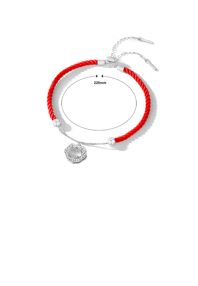 925 Sterling Silver Fashion and Elegant Ruyi Lock Imitation Cats Eye Stitching Bracelet with Cubic Zirconia - Luxurious Look