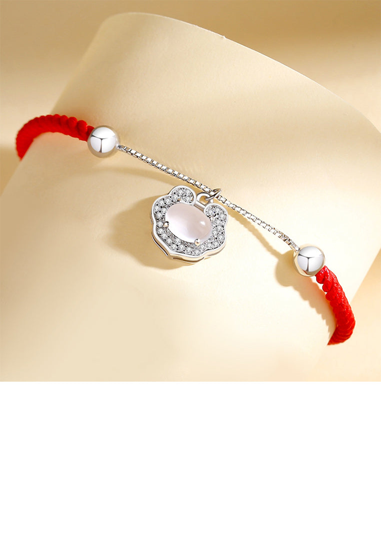 925 Sterling Silver Fashion and Elegant Ruyi Lock Imitation Cats Eye Stitching Bracelet with Cubic Zirconia - Luxurious Look