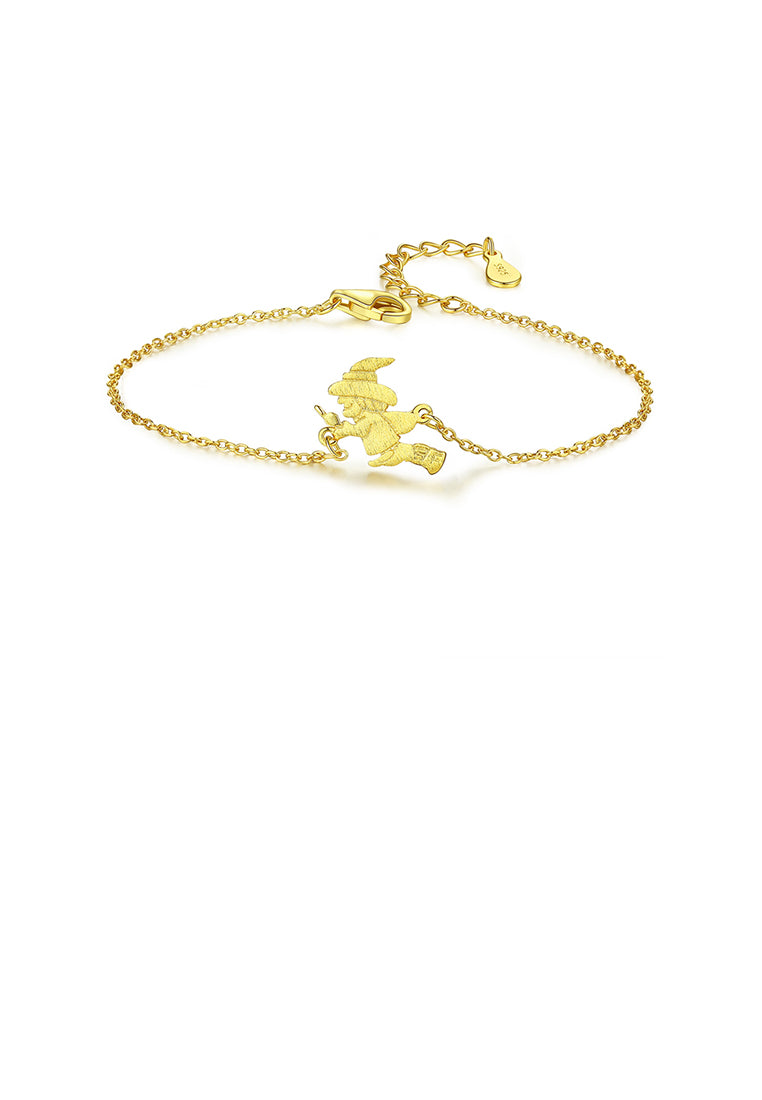 925 Sterling Silver Plated Gold Simple Creative Witch Bracelet