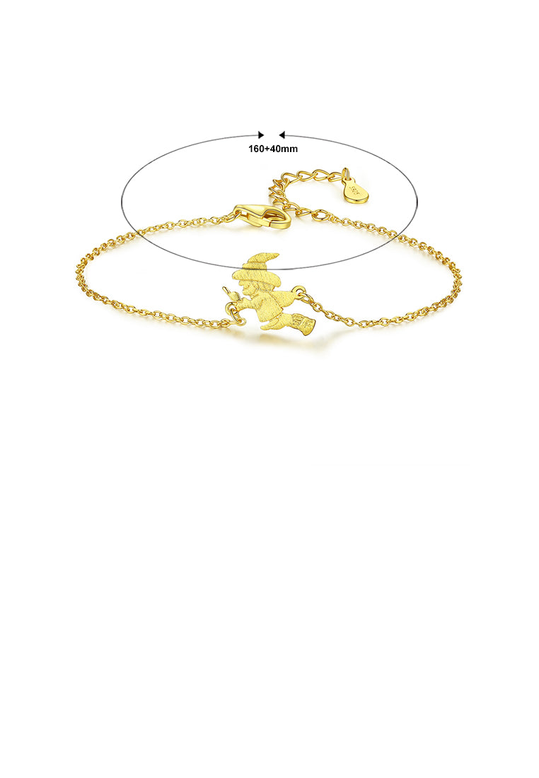 925 Sterling Silver Plated Gold Simple Creative Witch Bracelet