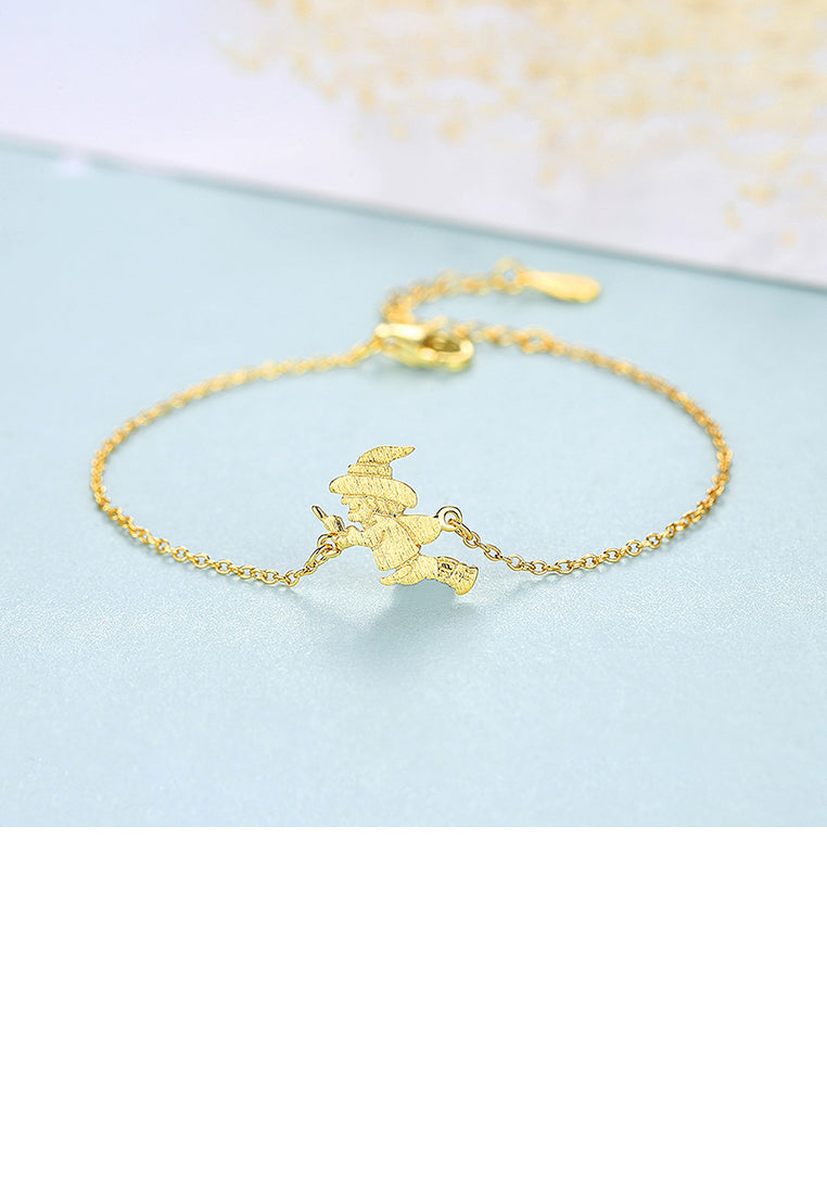 925 Sterling Silver Plated Gold Simple Creative Witch Bracelet