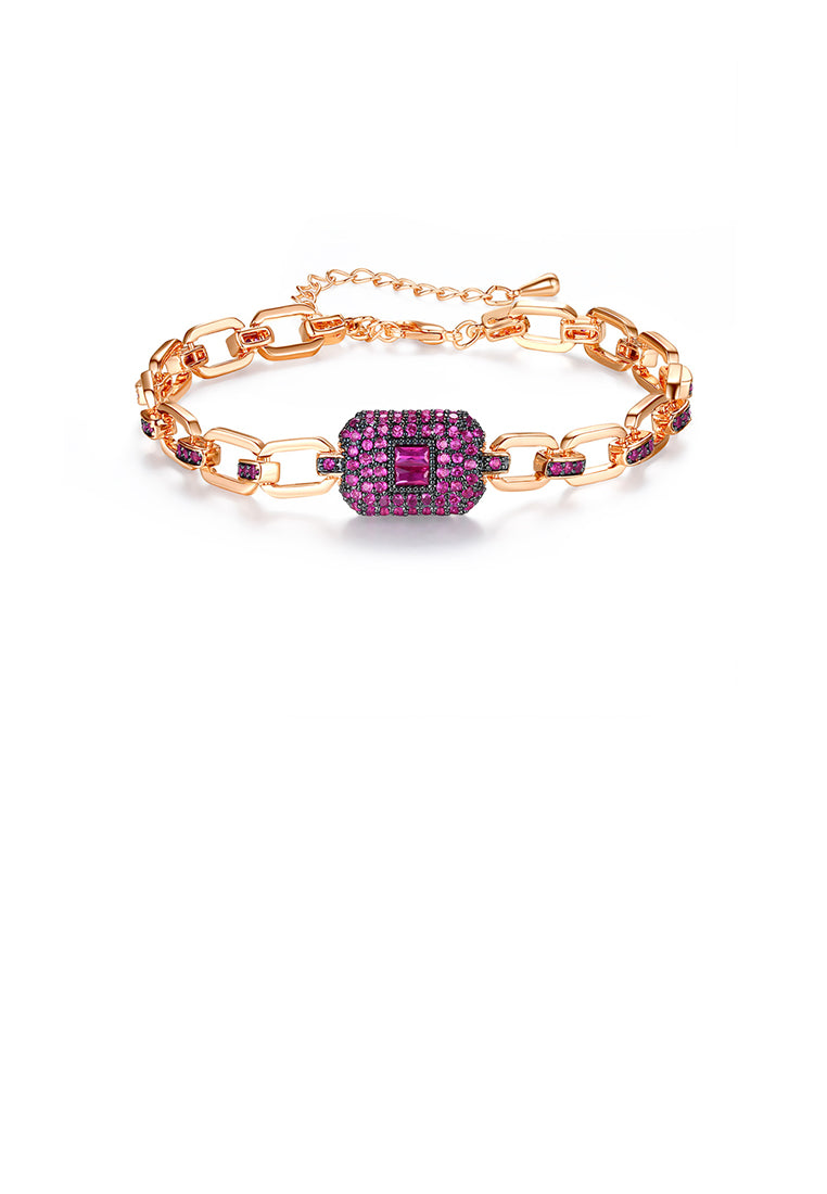 Fashion Temperament Plated Rose Gold Geometric Bracelet with Cubic Zirconia - Luxurious Look