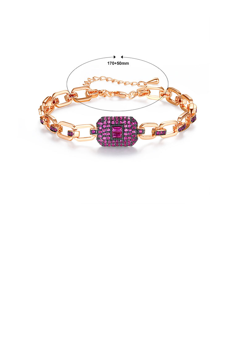 Fashion Temperament Plated Rose Gold Geometric Bracelet with Cubic Zirconia - Luxurious Look