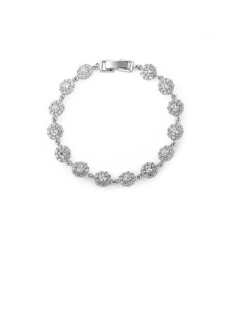 Simple and Fashion Flower Cubic Zirconia Bracelet 17cm - Luxurious Look