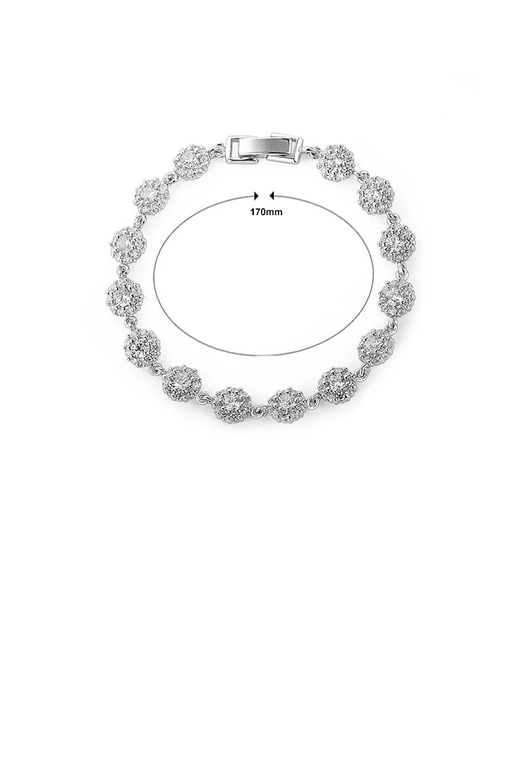 Simple and Fashion Flower Cubic Zirconia Bracelet 17cm - Luxurious Look