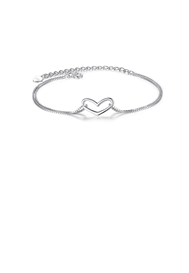 925 Sterling Silver Simple Romantic Hollow Heart Bracelet