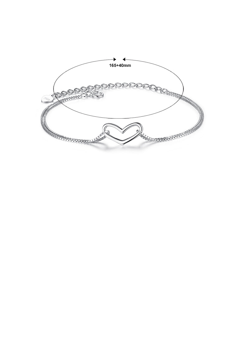 925 Sterling Silver Simple Romantic Hollow Heart Bracelet