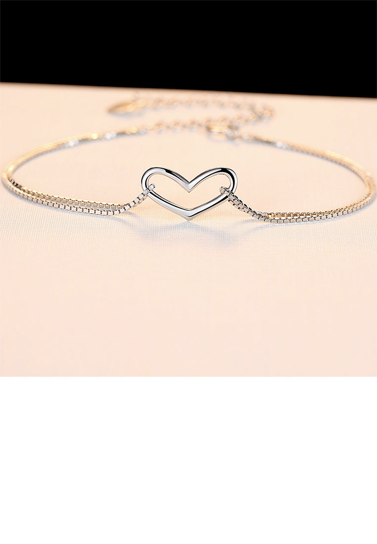 925 Sterling Silver Simple Romantic Hollow Heart Bracelet