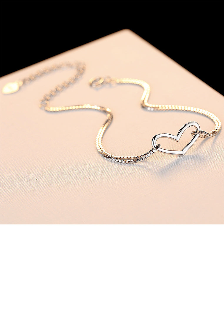 925 Sterling Silver Simple Romantic Hollow Heart Bracelet
