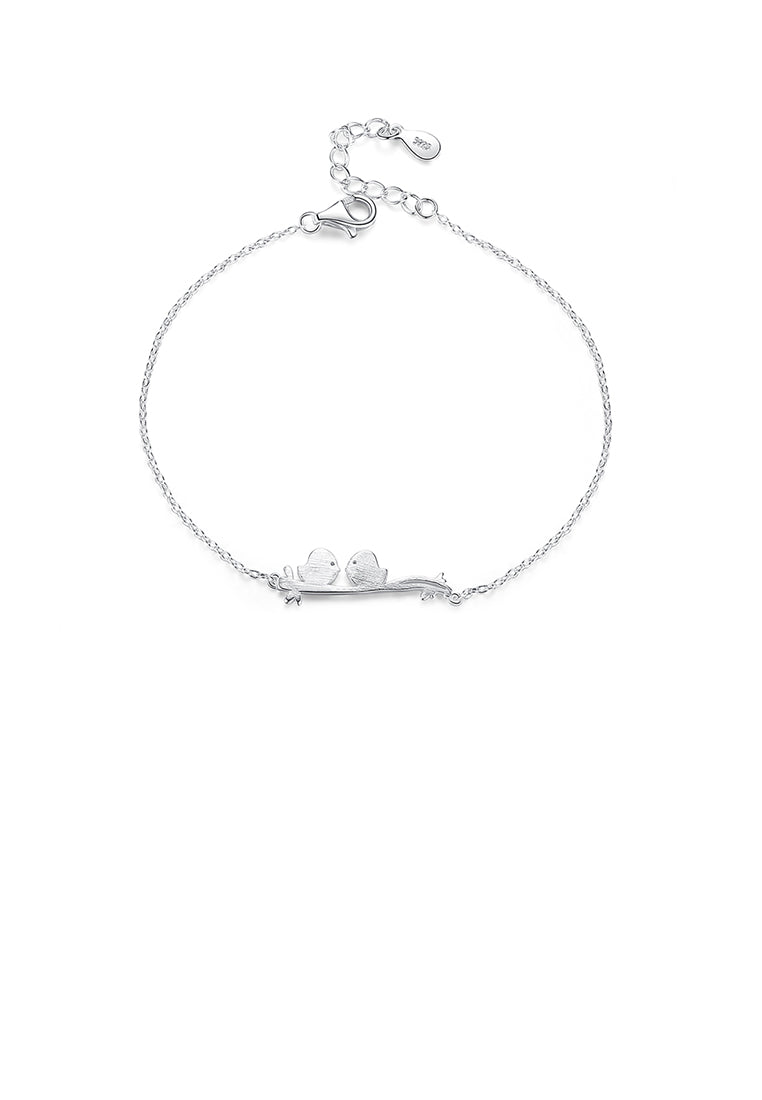 925 Sterling Silver Simple Romantic Double Bird Geometric Bracelet