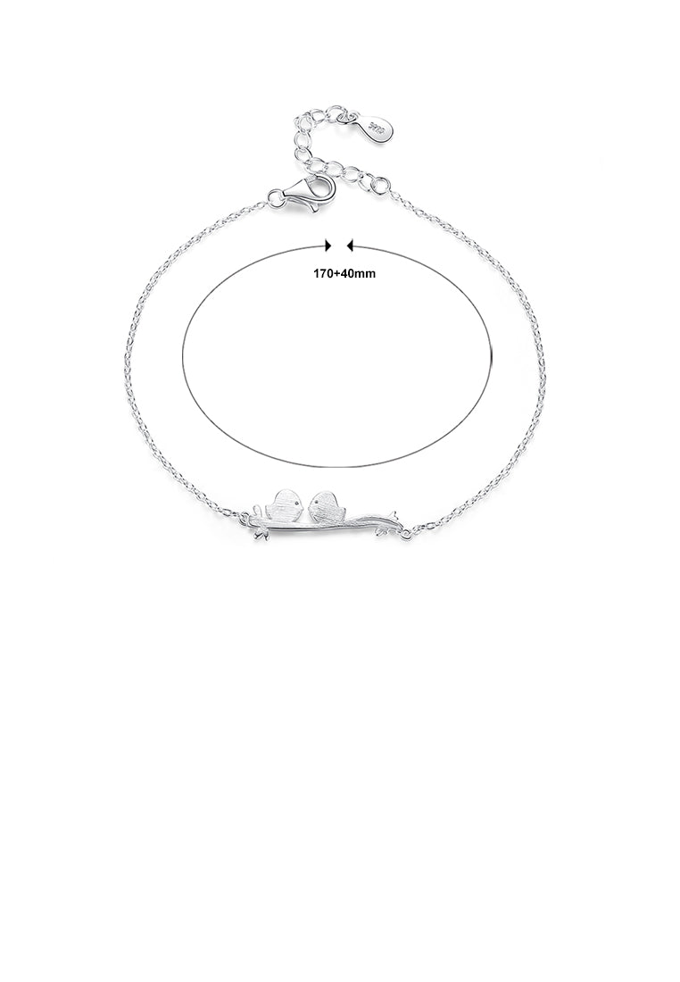 925 Sterling Silver Simple Romantic Double Bird Geometric Bracelet