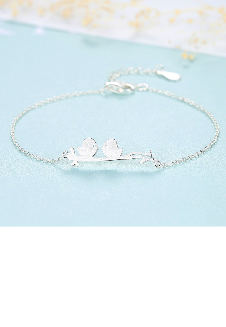 925 Sterling Silver Simple Romantic Double Bird Geometric Bracelet