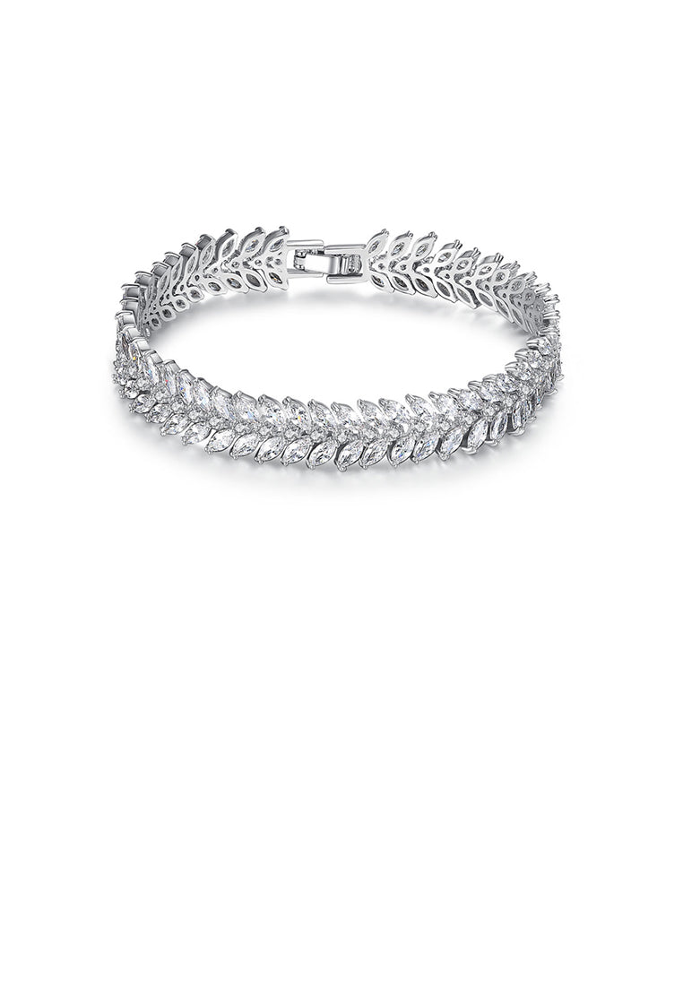 Fashion and Elegant Geometric Leaf Bracelet with Cubic Zirconia 17cm - Luxurious Look