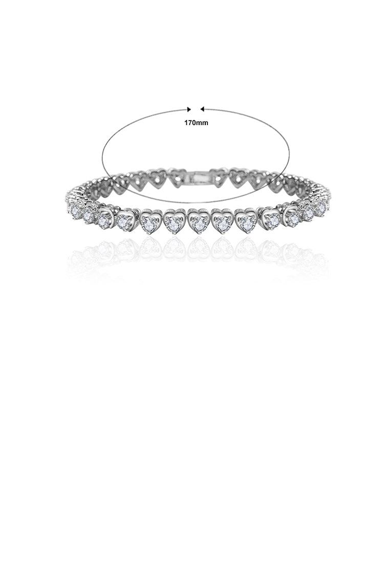 Simple and Romantic Heart-shaped Bracelet with Cubic Zirconia 17cm - Luxurious Look