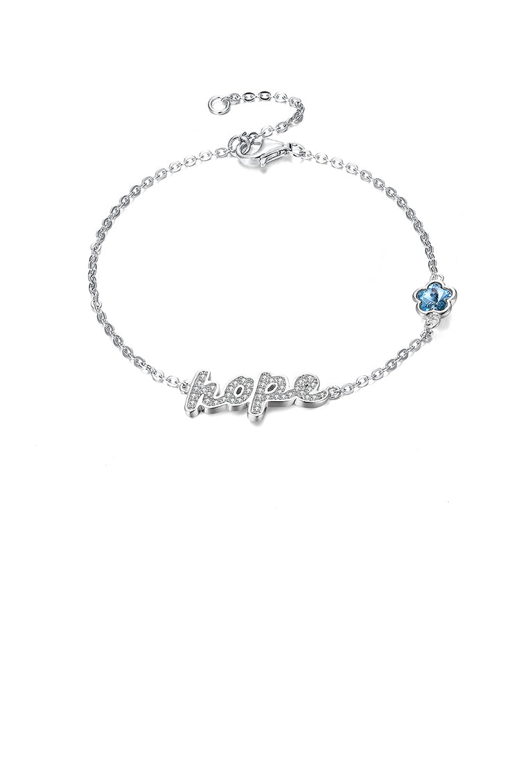 925 Sterling Silver Alphabet Bracelet with Austrian Element Crystal