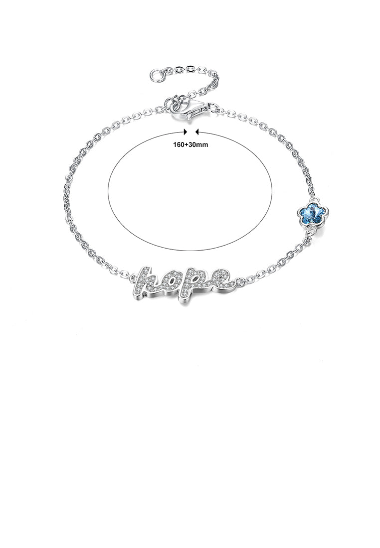 925 Sterling Silver Alphabet Bracelet with Austrian Element Crystal