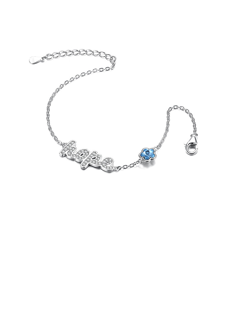 925 Sterling Silver Alphabet Bracelet with Austrian Element Crystal