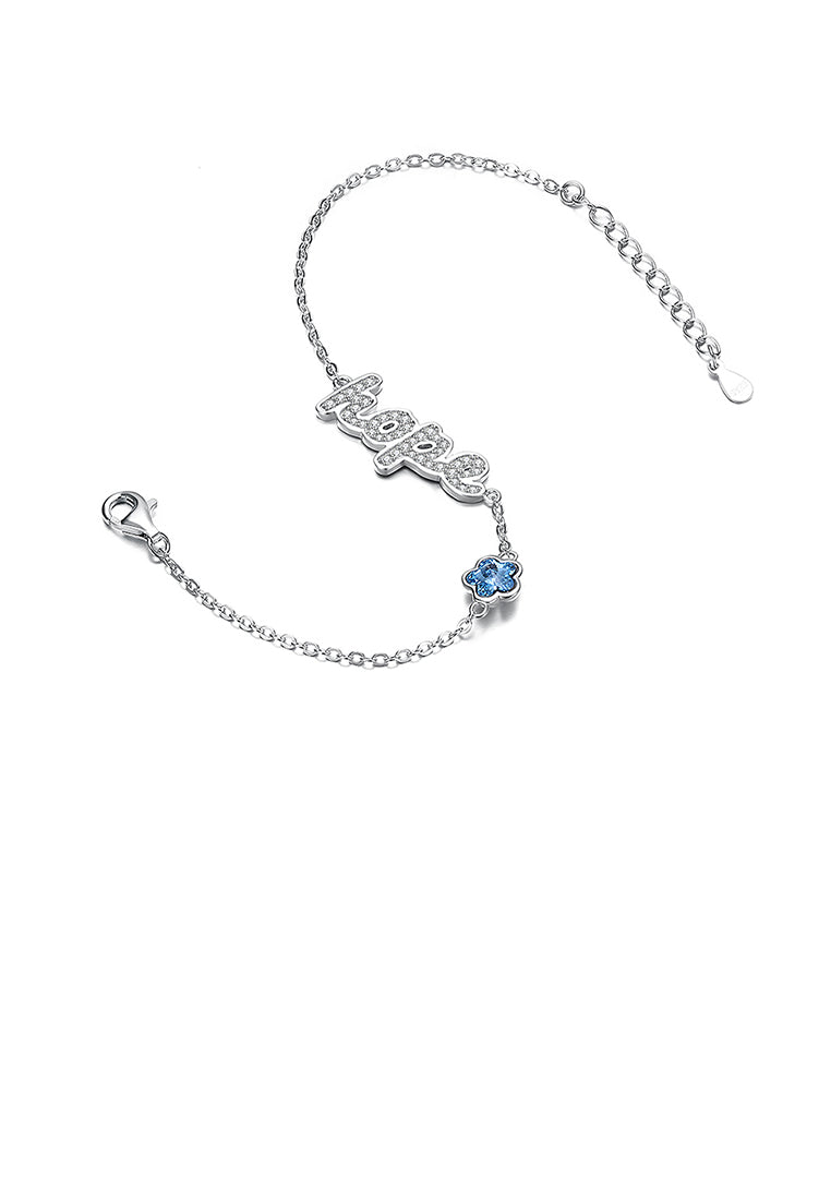 925 Sterling Silver Alphabet Bracelet with Austrian Element Crystal