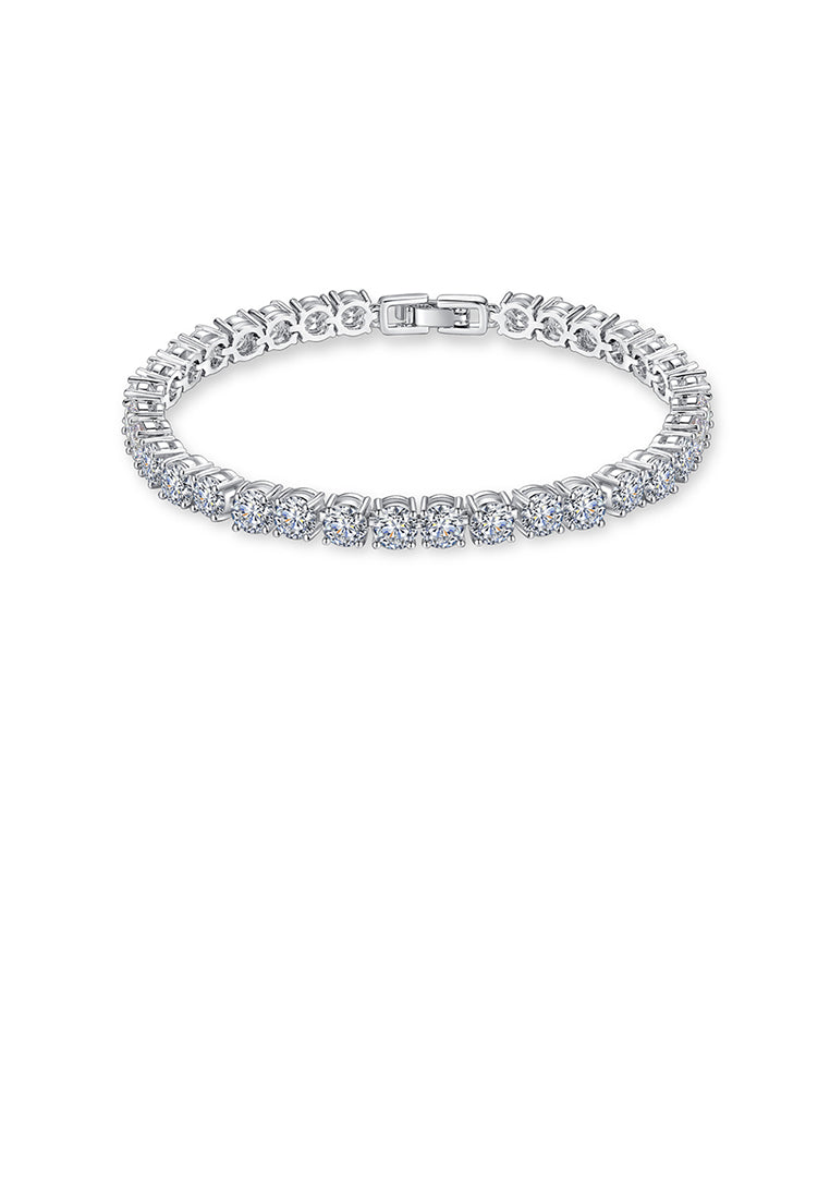 Simple Bright Geometric Round Bead Cubic Zirconia Bracelet 19cm - Luxurious Look