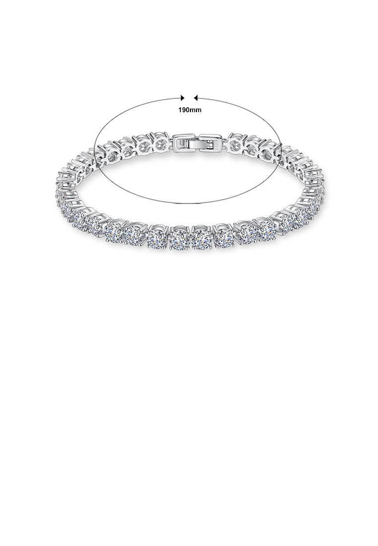 Simple Bright Geometric Round Bead Cubic Zirconia Bracelet 19cm - Luxurious Look