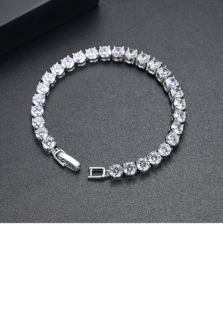 Simple Bright Geometric Round Bead Cubic Zirconia Bracelet 19cm - Luxurious Look