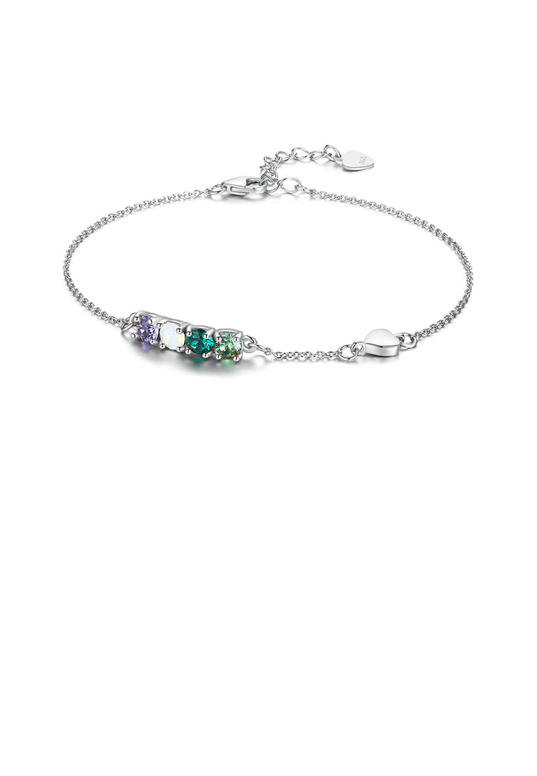 925 Sterling Silver Simple Elegant Light Luxury Fashion Bracelet with Multicolor Austrian Element Crystal