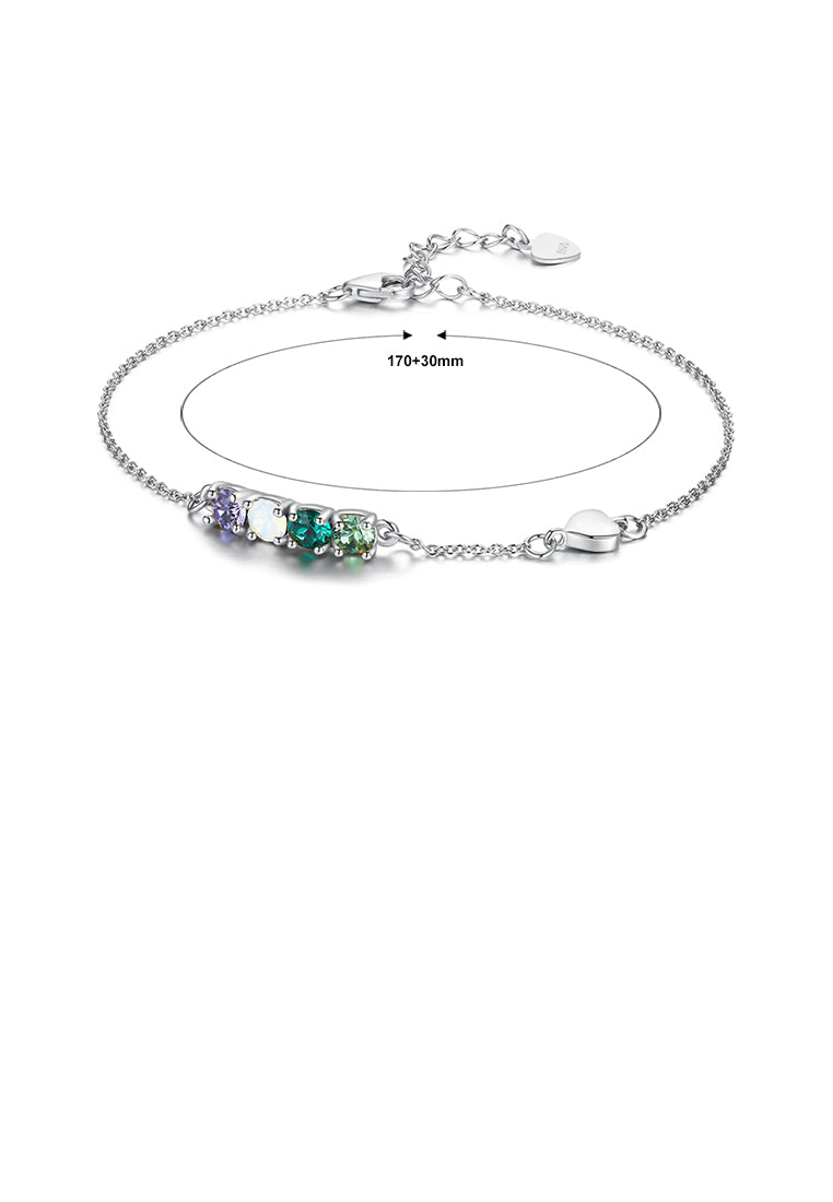 925 Sterling Silver Simple Elegant Light Luxury Fashion Bracelet with Multicolor Austrian Element Crystal