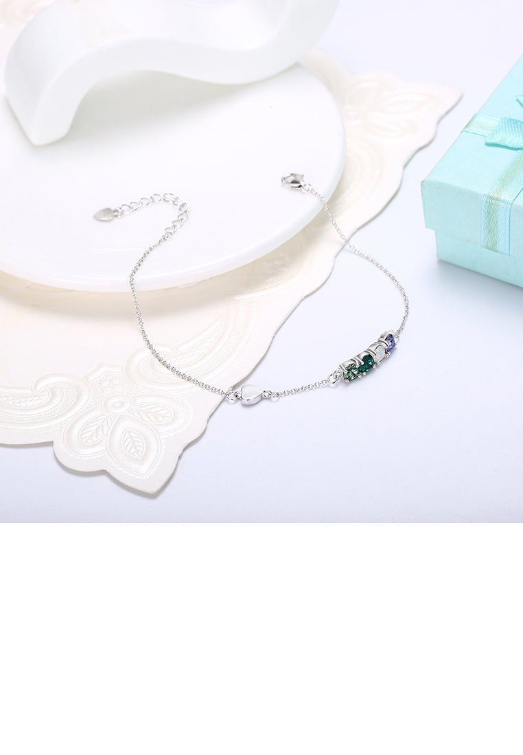 925 Sterling Silver Simple Elegant Light Luxury Fashion Bracelet with Multicolor Austrian Element Crystal