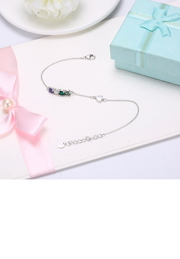 925 Sterling Silver Simple Elegant Light Luxury Fashion Bracelet with Multicolor Austrian Element Crystal