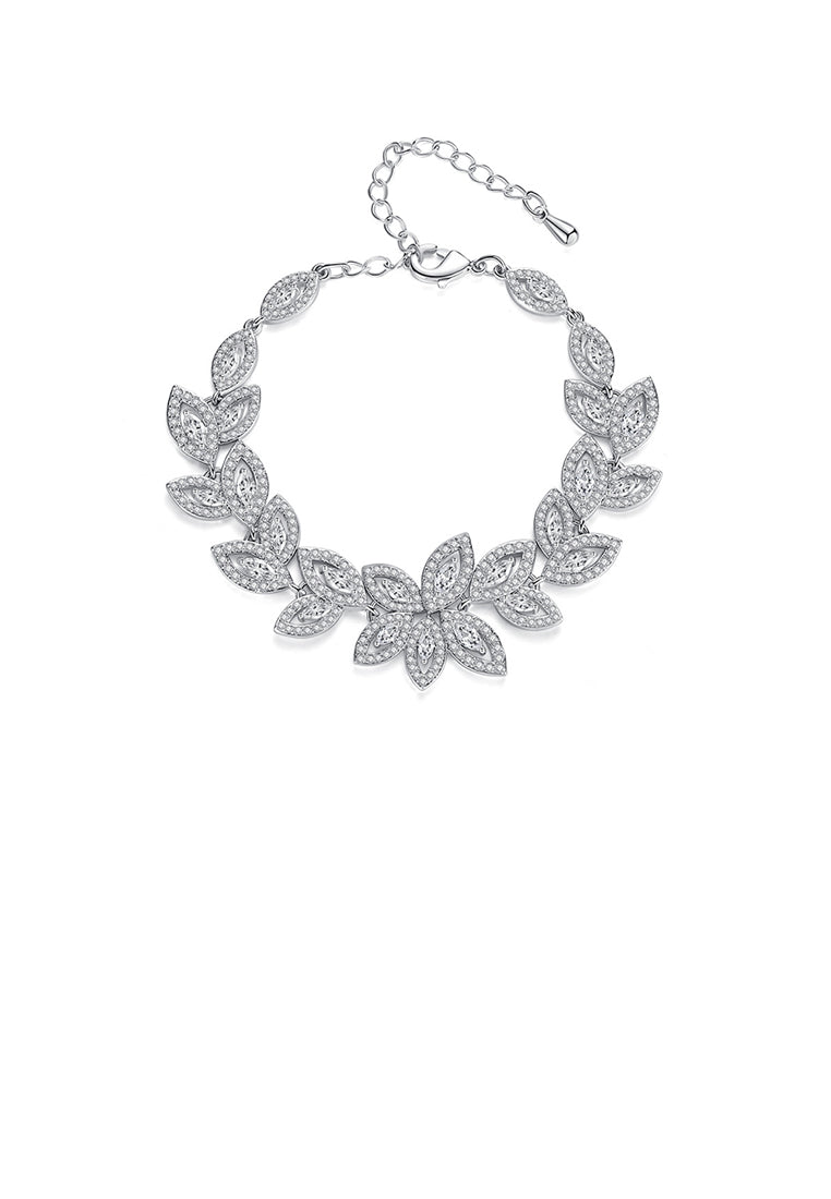 Fashion Temperament Leaf Bracelet with Cubic Zirconia - Luxurious Look