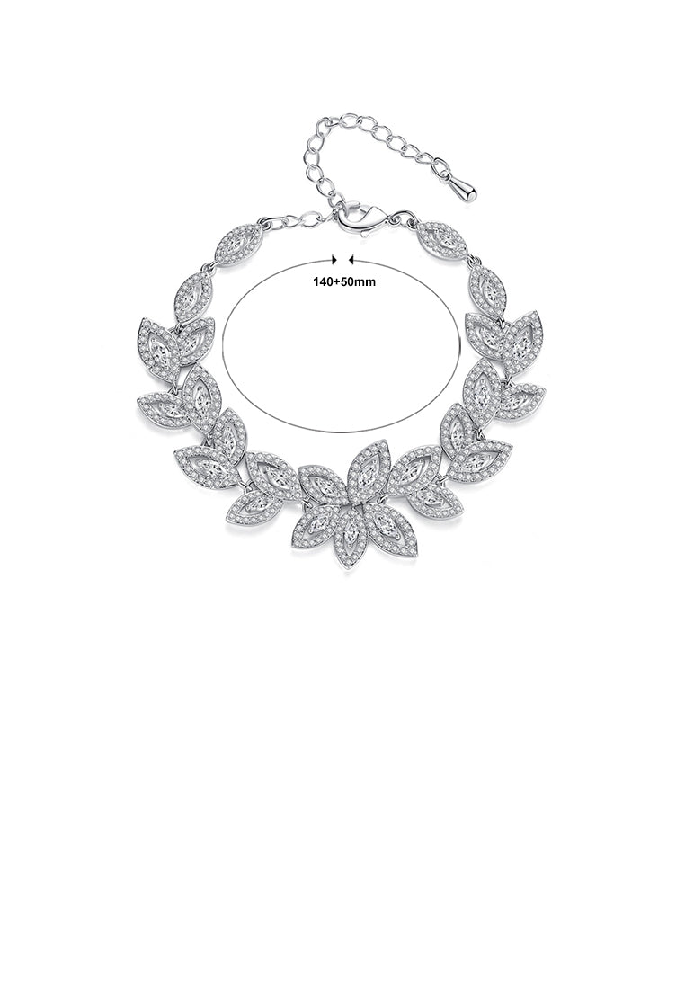 Fashion Temperament Leaf Bracelet with Cubic Zirconia - Luxurious Look