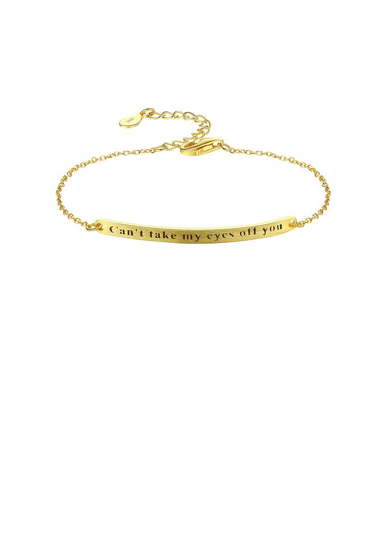 925 Sterling Silver Plated Gold Simple Fashion Geometric Bar Bracelet