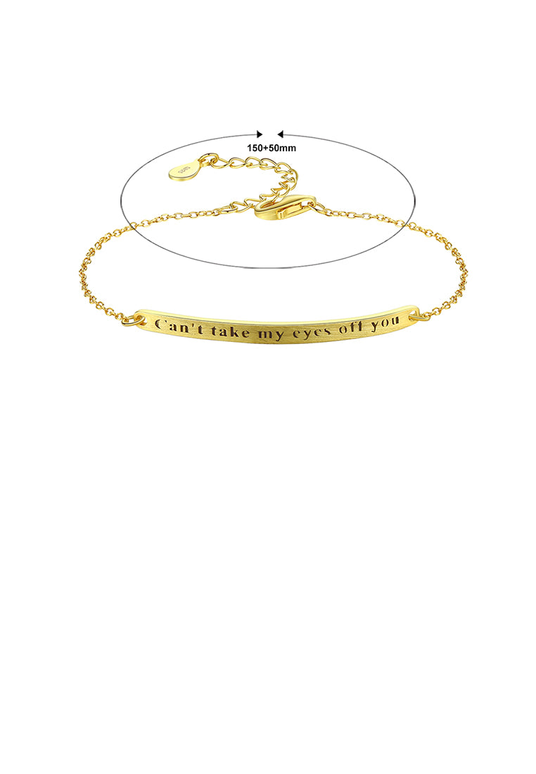 925 Sterling Silver Plated Gold Simple Fashion Geometric Bar Bracelet