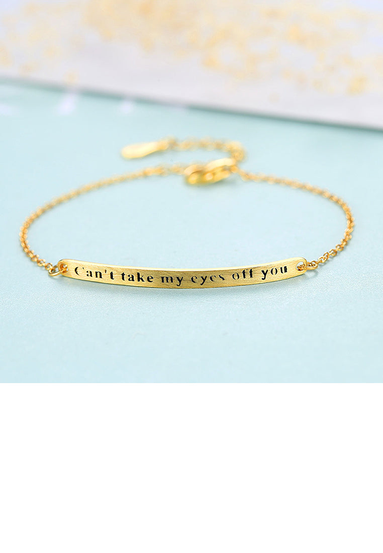 925 Sterling Silver Plated Gold Simple Fashion Geometric Bar Bracelet