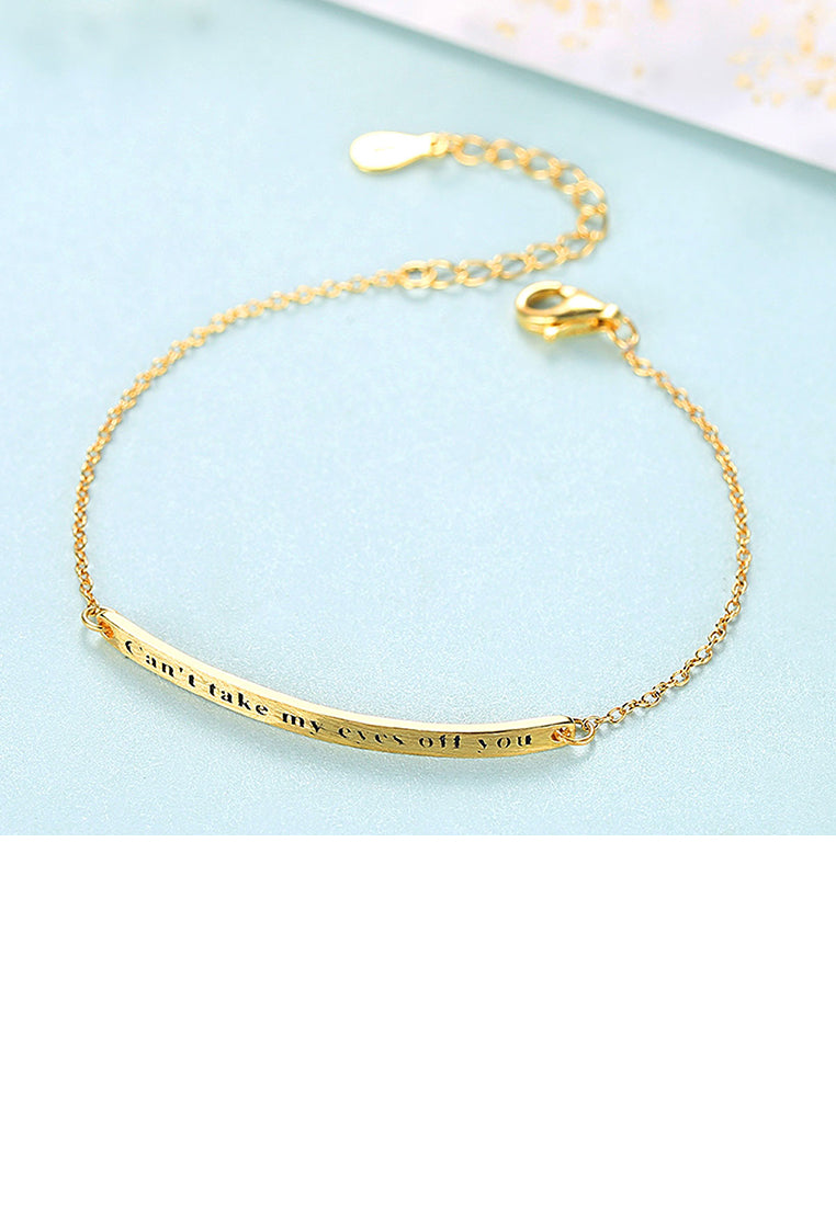 925 Sterling Silver Plated Gold Simple Fashion Geometric Bar Bracelet