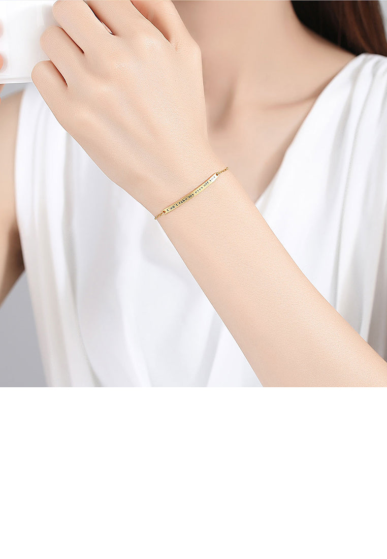 925 Sterling Silver Plated Gold Simple Fashion Geometric Bar Bracelet